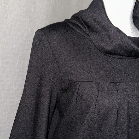 britt ryan 4 Luxury Black Knit Cowl Neck Long Sleeve Dress with Pockets - Picture 5 of 15